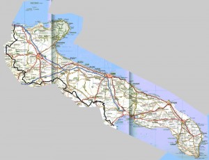 Mapa de carreteras y autopistas de Puglia